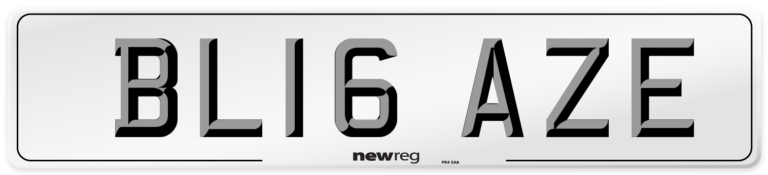 BL16 AZE Number Plate from New Reg